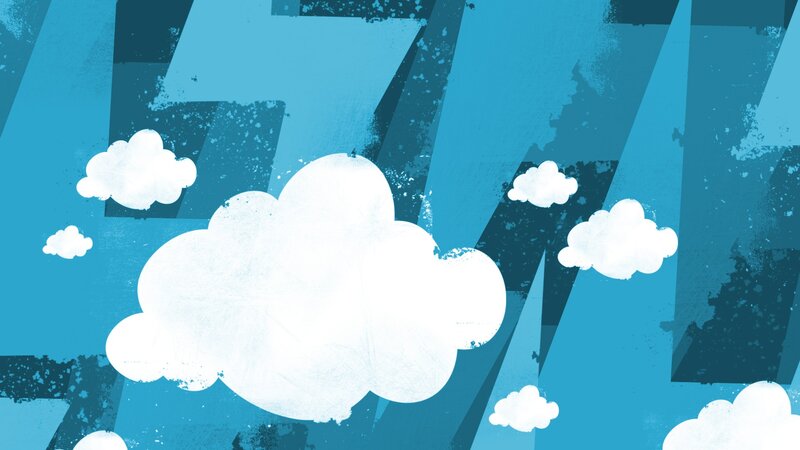 White Clouds on Blue Background