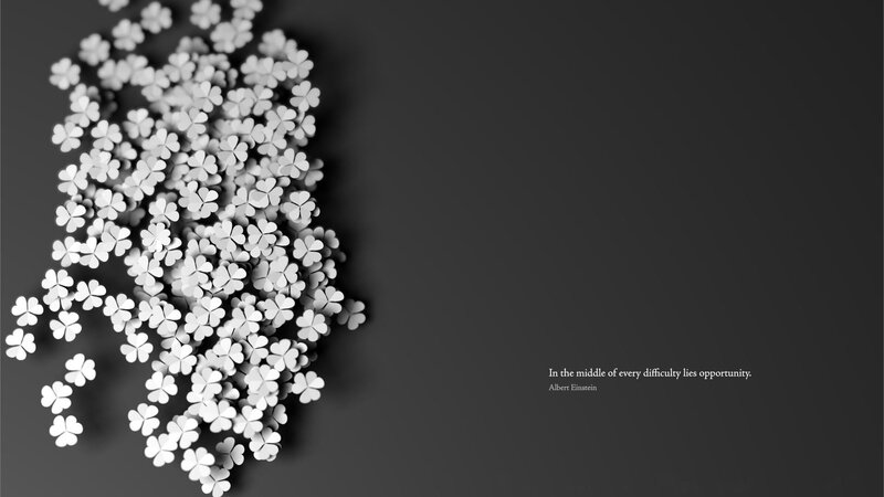 White Clover Flowers — Black, Calm, Minimalist, Quote