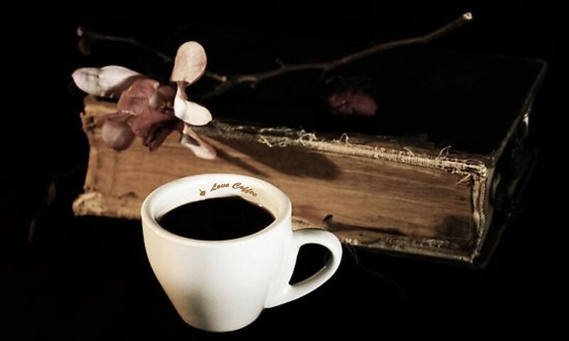 White Coffee Cup — Black, Dramatic