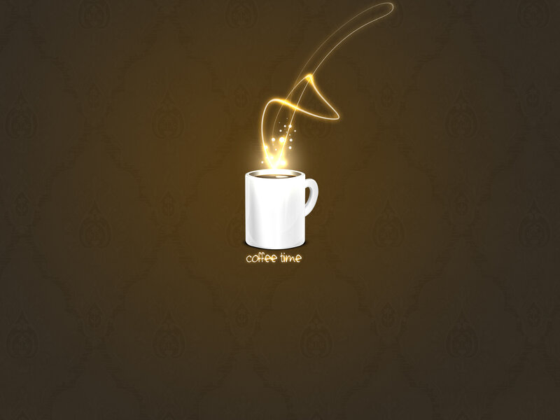White Coffee Cup — Brown, Calm, Digital Art