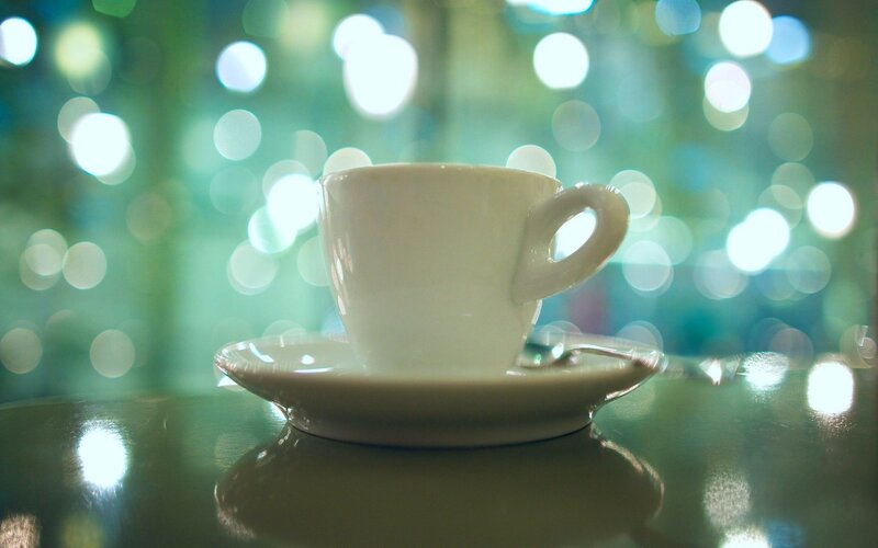 White Coffee Cup — Green