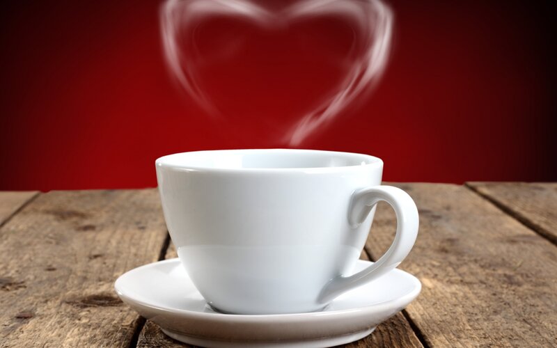 White Coffee Cup — Red
