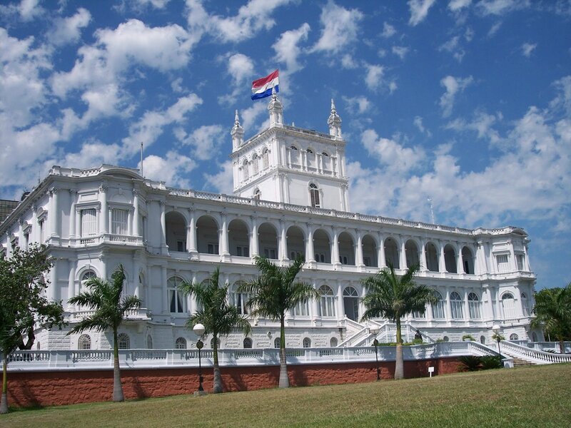 White Colonial Building — Serene, Afternoon