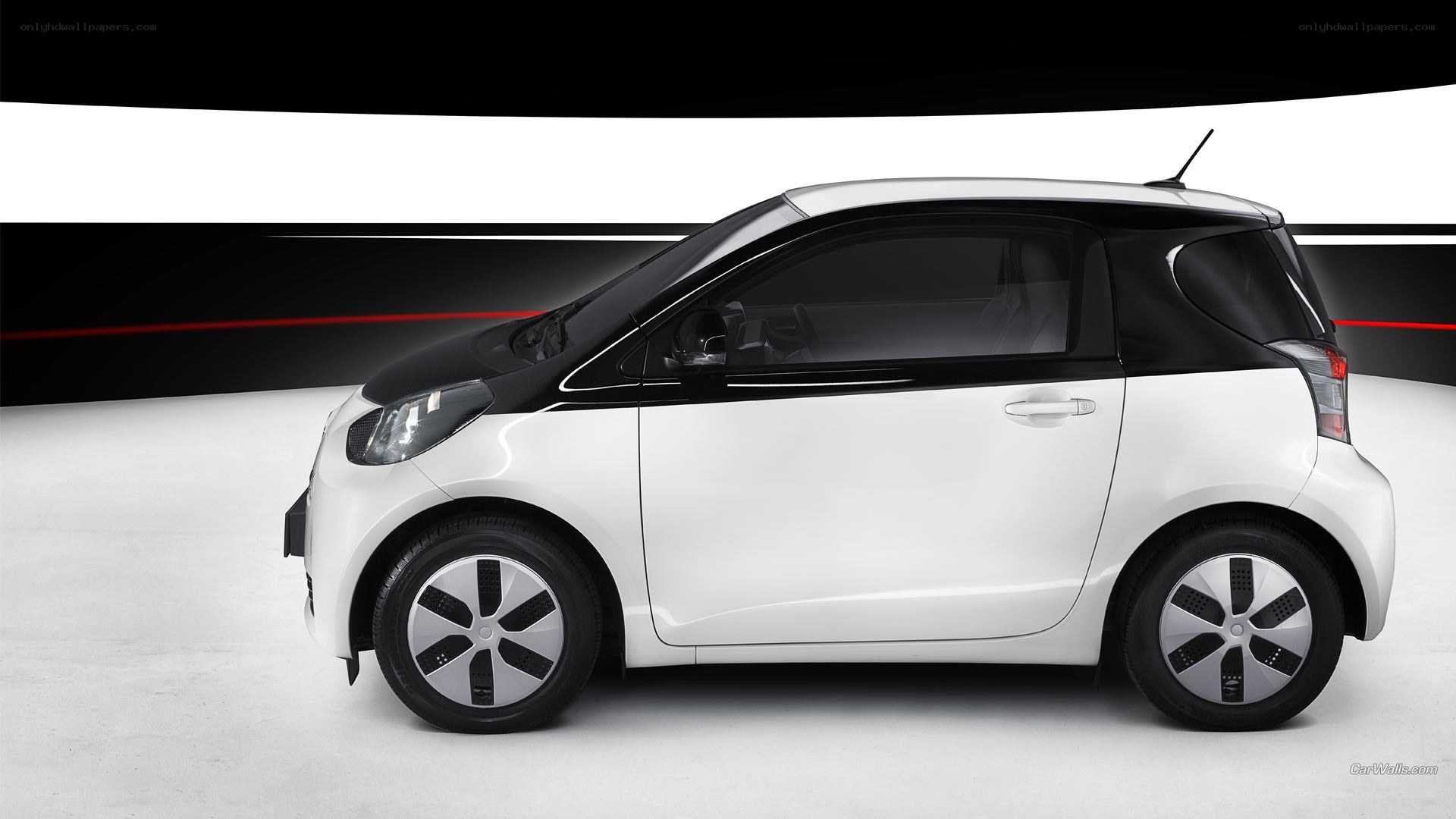 white compact car side view