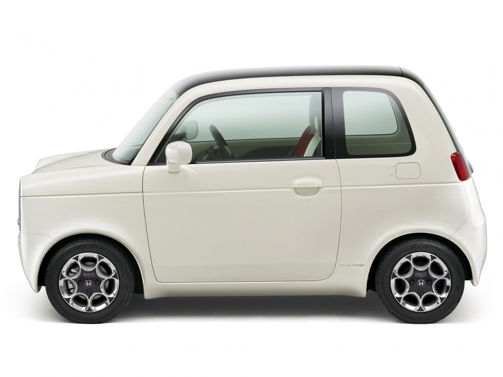white compact car side view