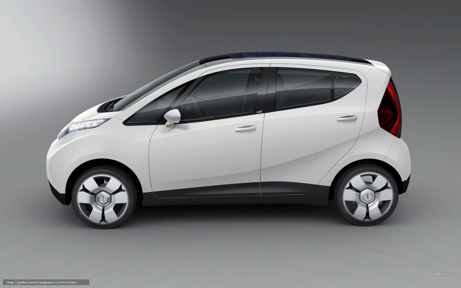white compact electric car