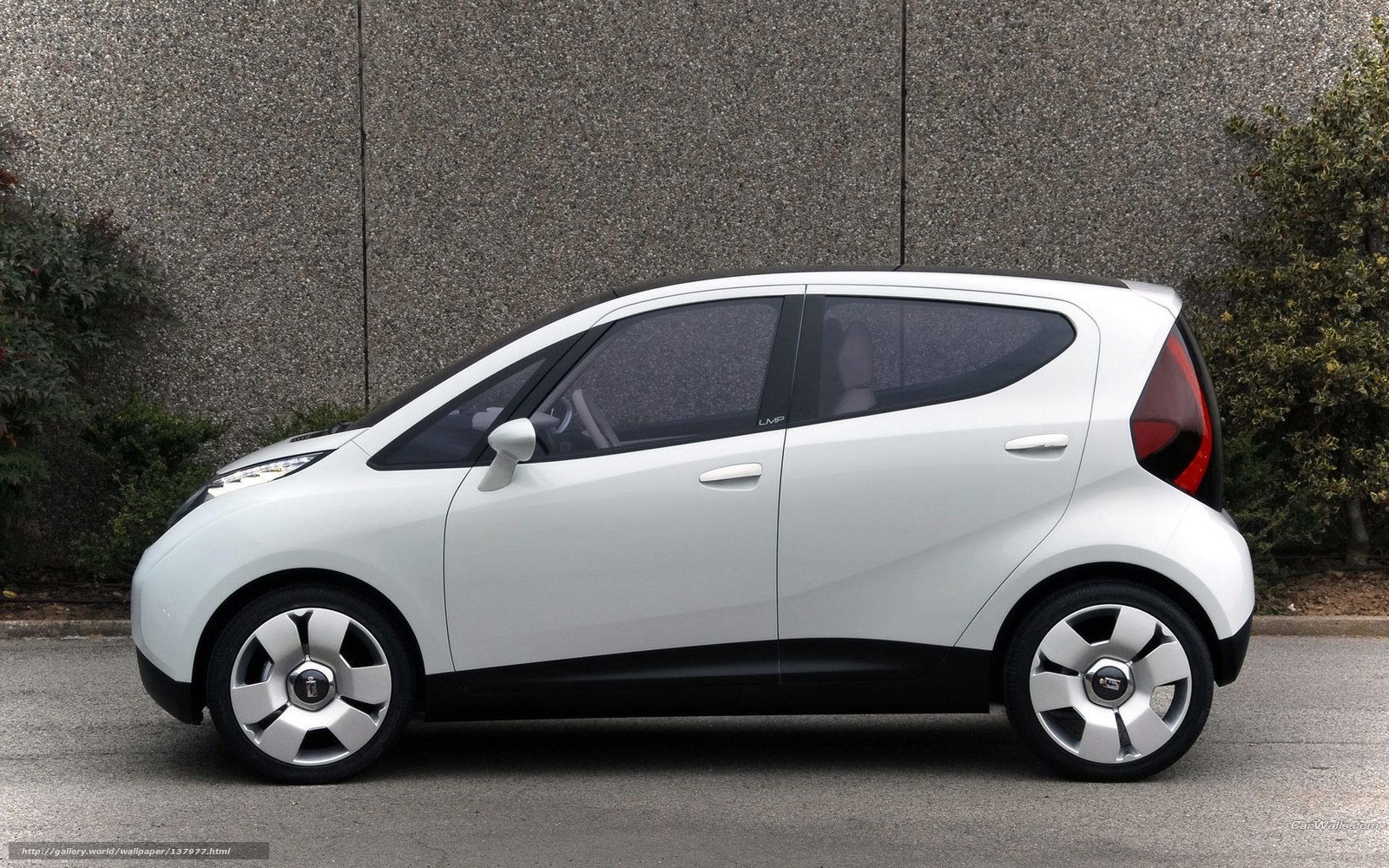 white compact electric car