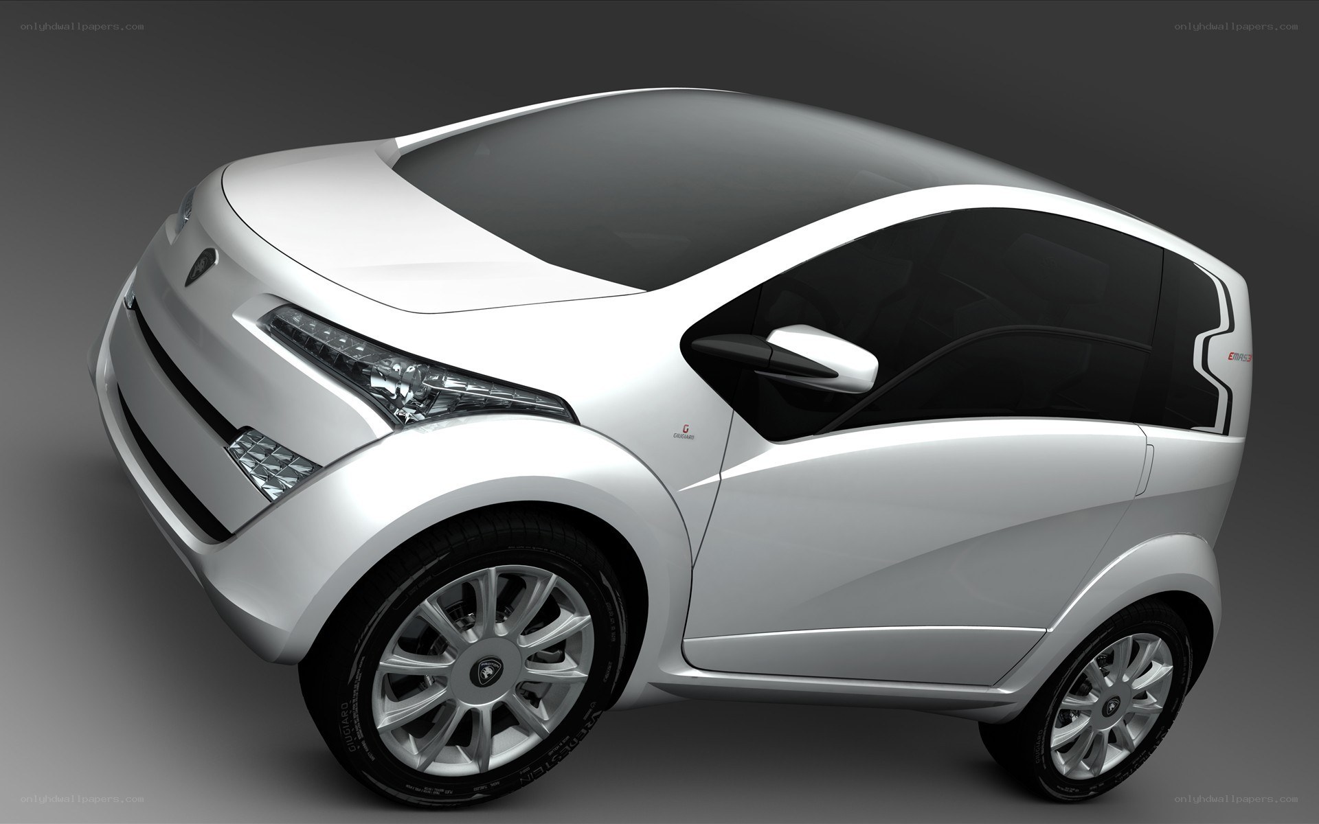 white compact electric car
