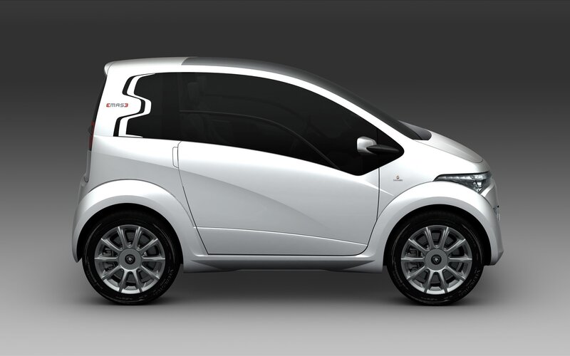 white compact electric car