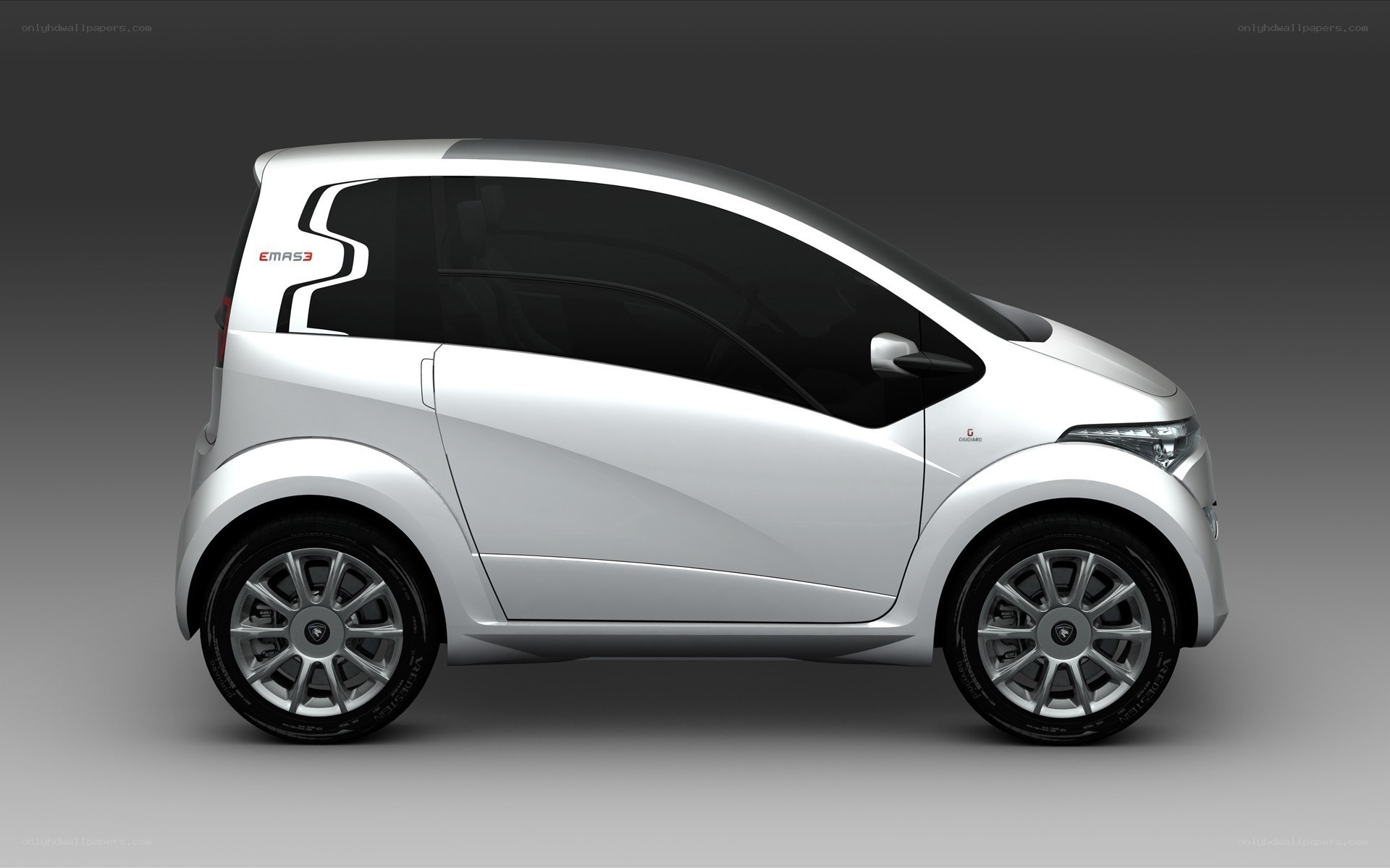 white compact electric car
