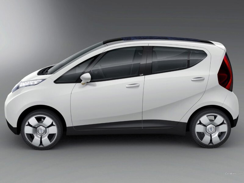 white compact electric car
