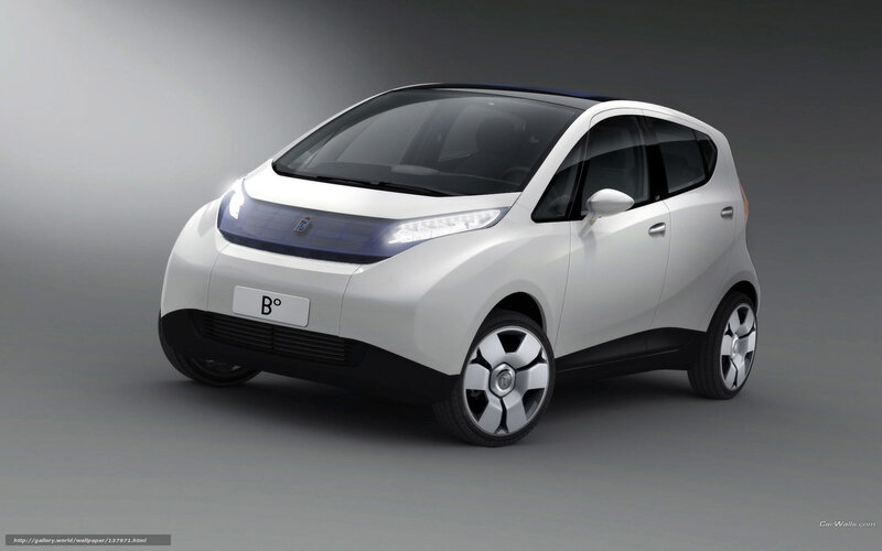 white compact electric car