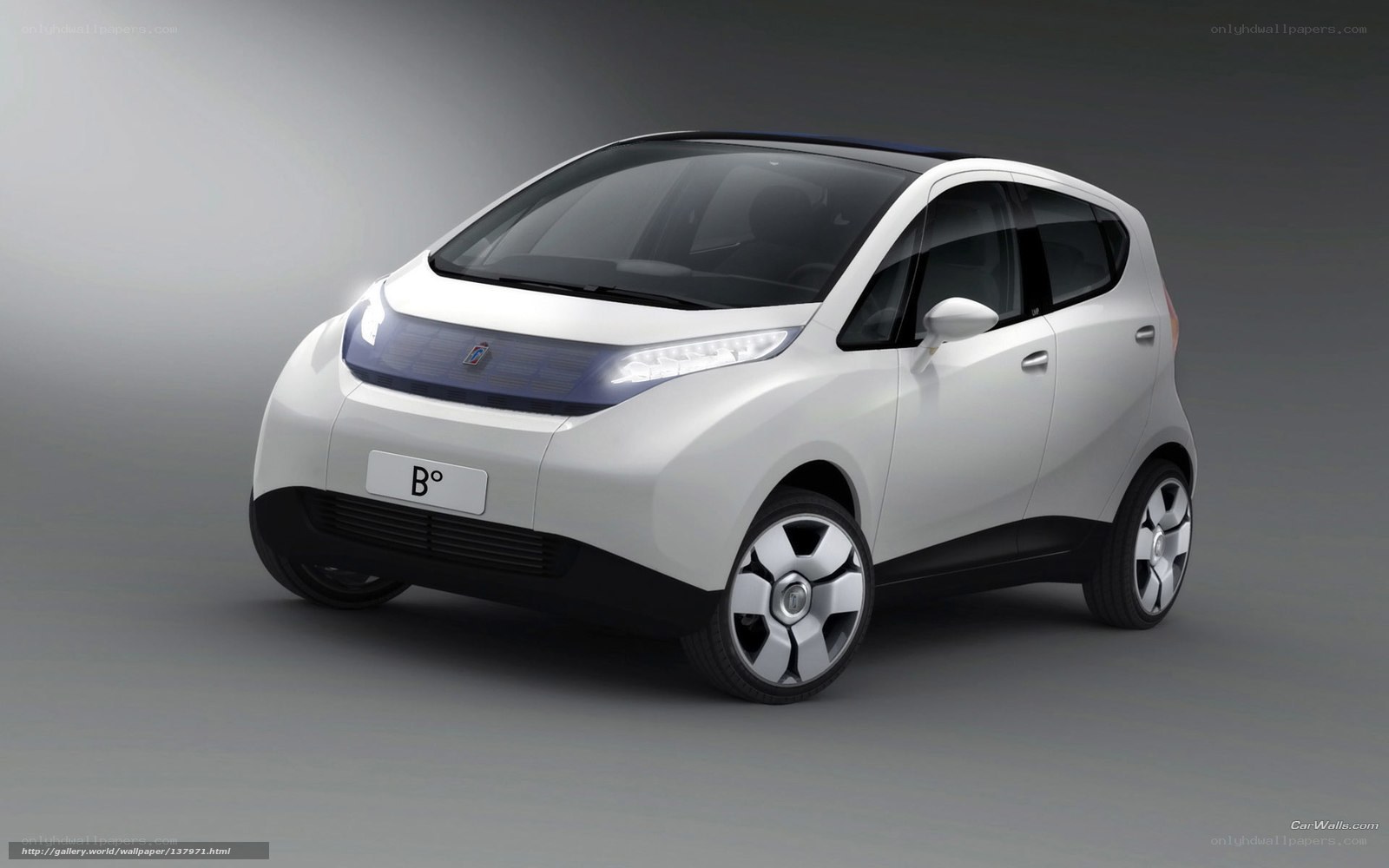 white compact electric car