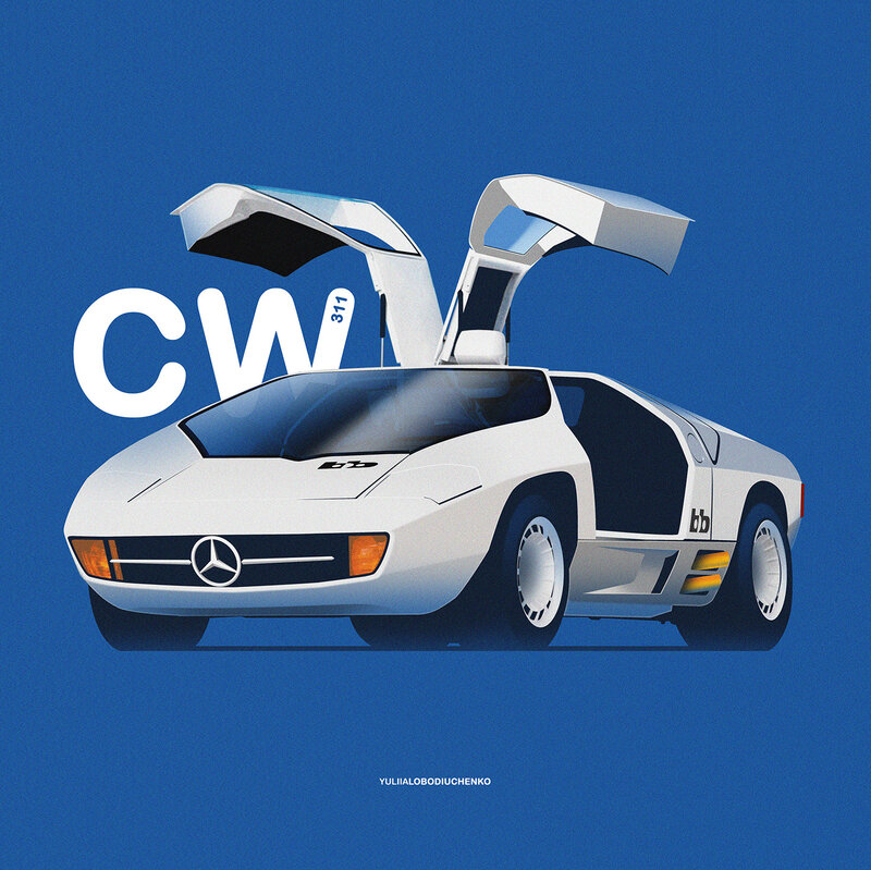 White Concept Car — Blue