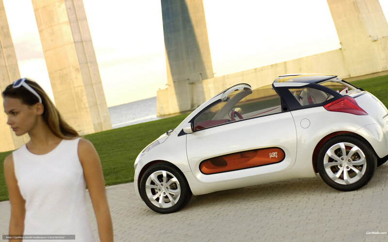 White concept car by the sea