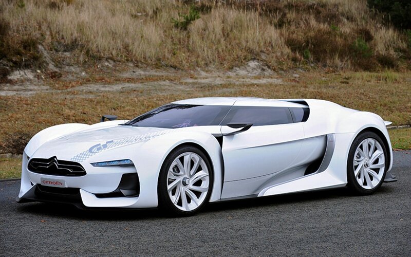 White Concept Car — Calm, Afternoon, Photograph, Road