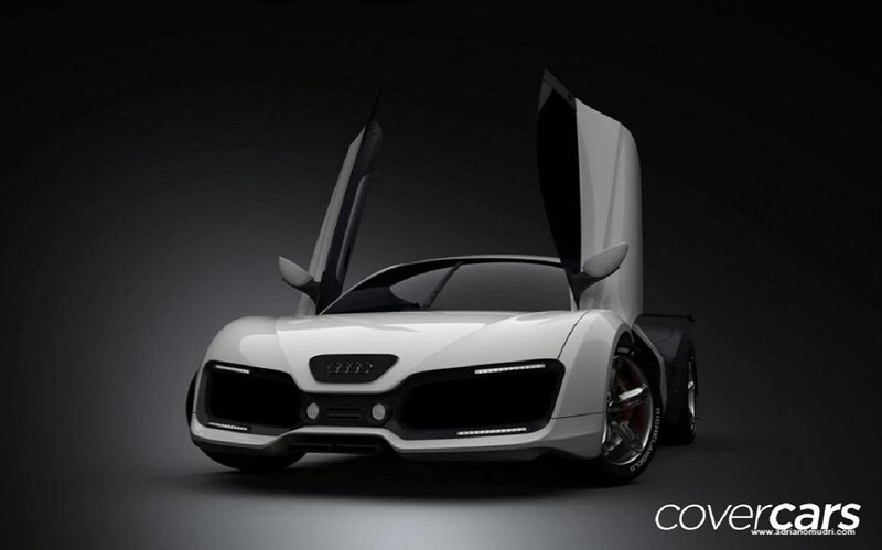 White Concept Car — Dramatic, 3d Render, Car Doors