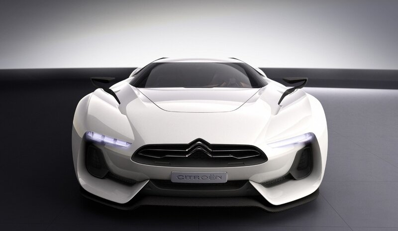 White Concept Car — Dramatic, 3d Render, Headlights, Grille