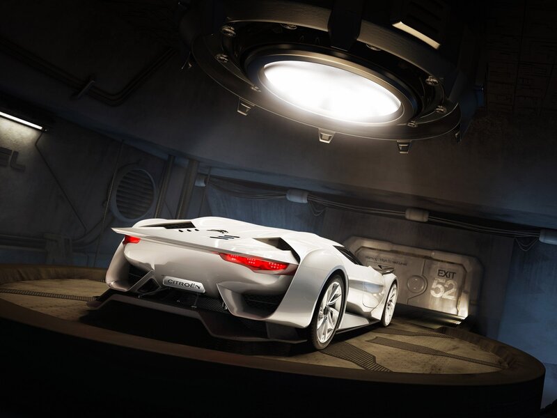 White Concept Car — Dramatic, 3d Render, Light Fixture