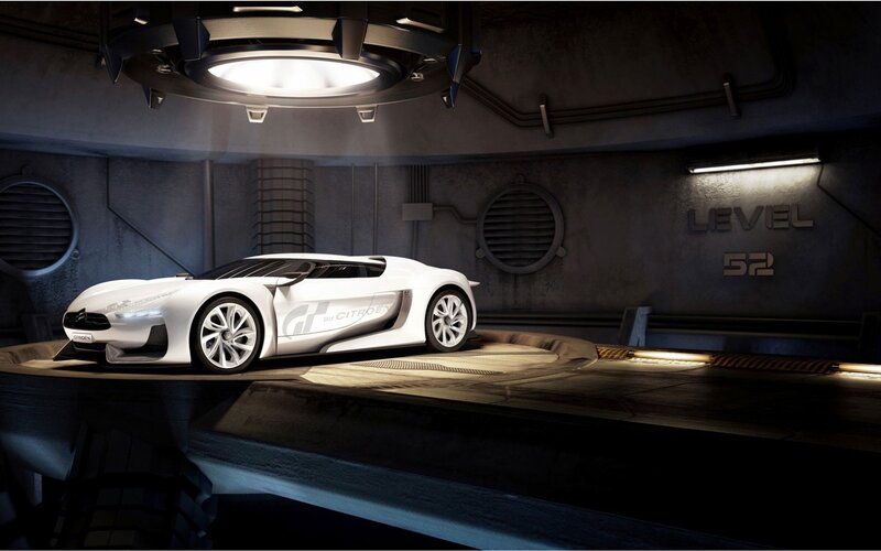 White Concept Car — Dramatic, 3d Render, Platform