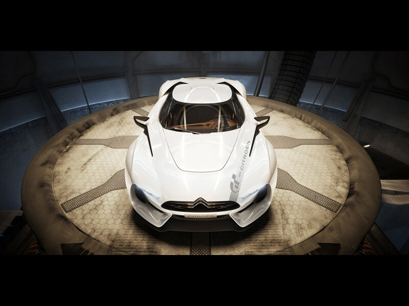 White Concept Car — Dramatic, 3d Render, Platform, Tire, Gray