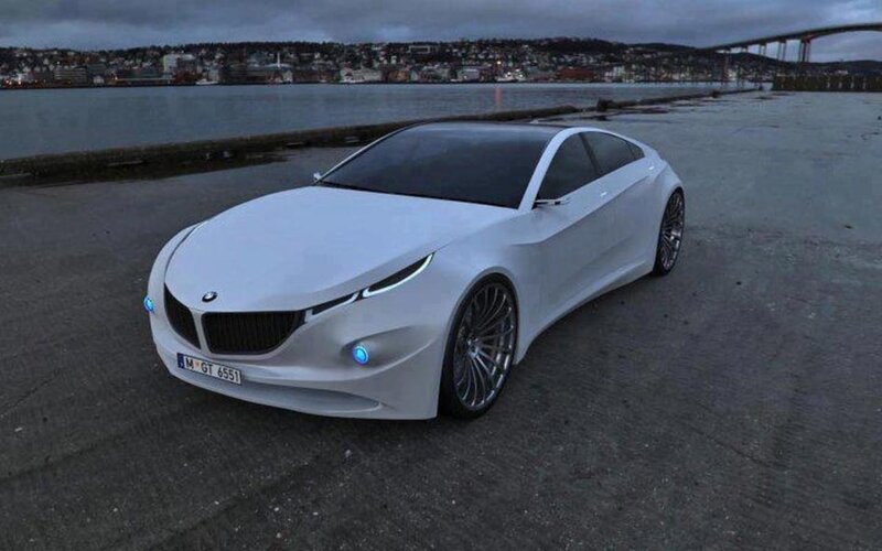 White Concept Car — Dramatic, Night, 3d Render, Cityscape