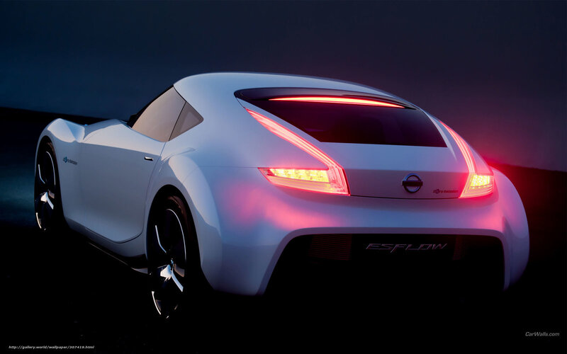 White Concept Car — Dramatic, Night, 3d Render, Taillights