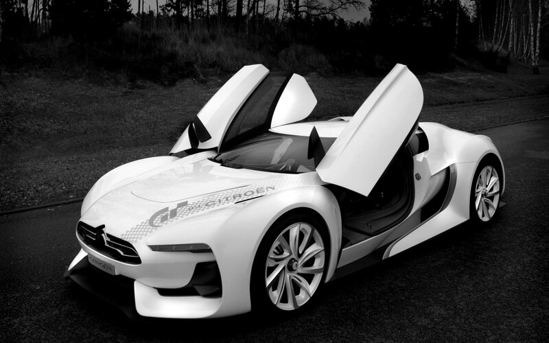 White Concept Car — Dramatic, Night, Photograph, Car Door