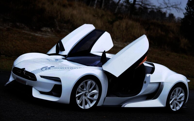 White Concept Car — Dramatic, Night