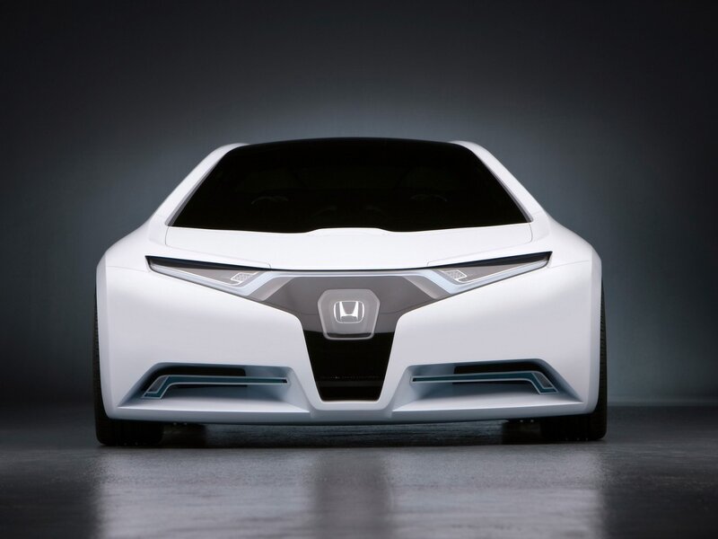 White Concept Car — Dramatic, Photograph, Headlights, Logo, Black