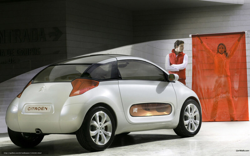 White Concept Car — Dramatic, Photograph, Man, Woman