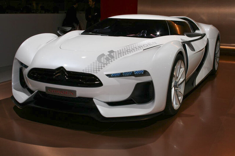 White Concept Car — Dramatic, Photograph, Showroom, People