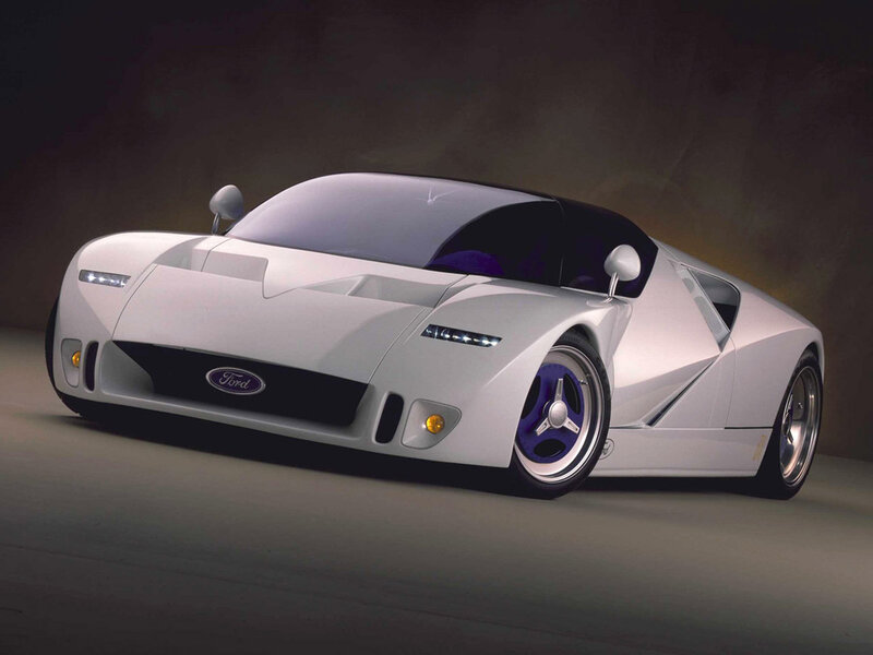 White Concept Car — Dramatic, Photograph, Wheels, Headlights, Black, Purple, Ford