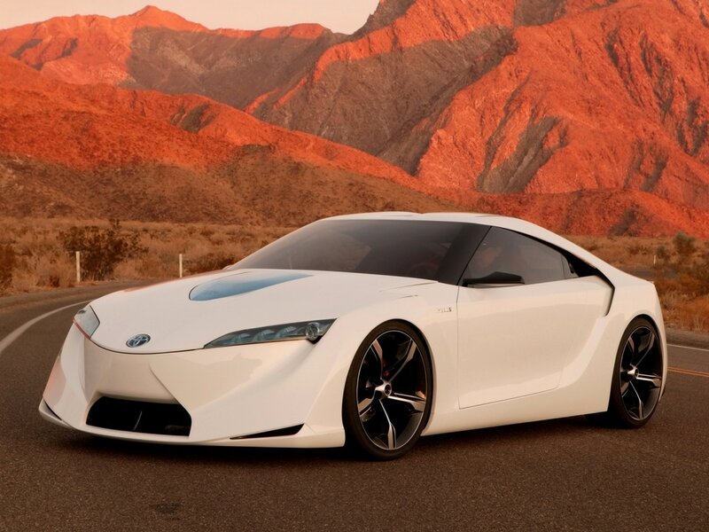 White Concept Car — Dramatic, Sunset, Photograph, Mountains, Road, Desert