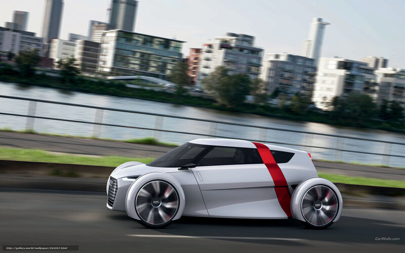 White Concept Car — Dynamic, Afternoon, 3d Render, River