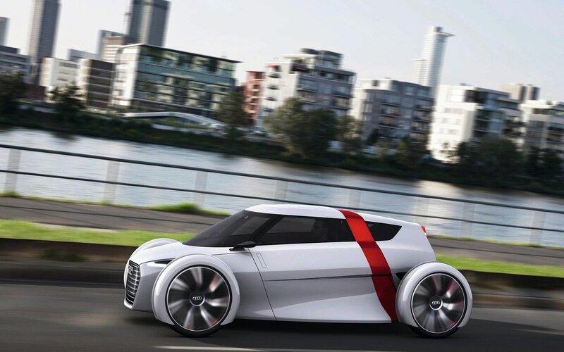 White Concept Car — Dynamic, Afternoon, 3d Render