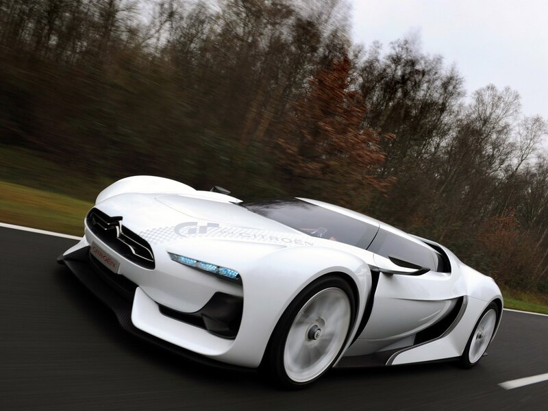 White Concept Car — Dynamic, Autumn, Photograph, Road