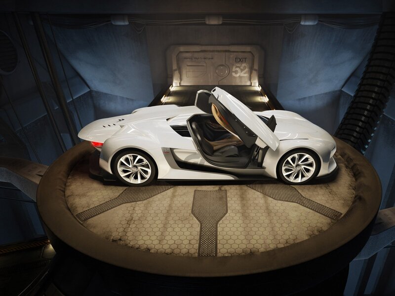 White Concept Car — Futuristic, 3d Render, Car Door