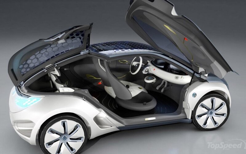 White Concept Car — Futuristic, 3d Render, Open Doors