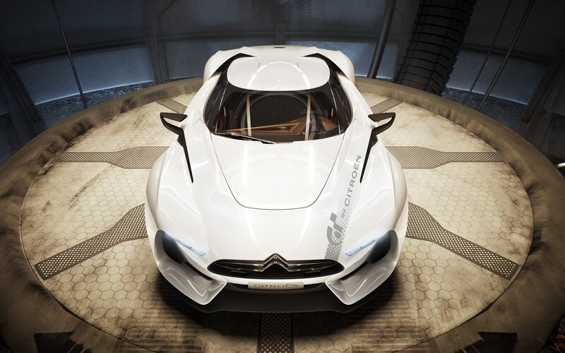 White Concept Car — Futuristic, 3d Render, Platform