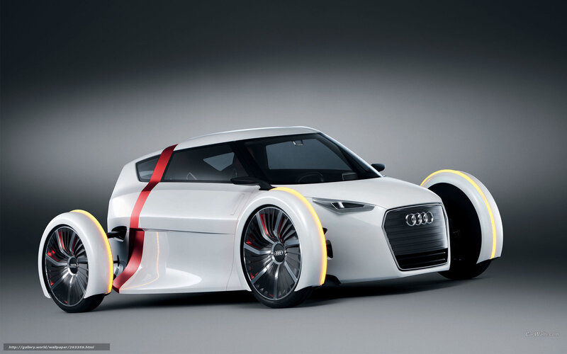 White Concept Car — Futuristic, 3d Render, Red Stripe, Yellow Lights