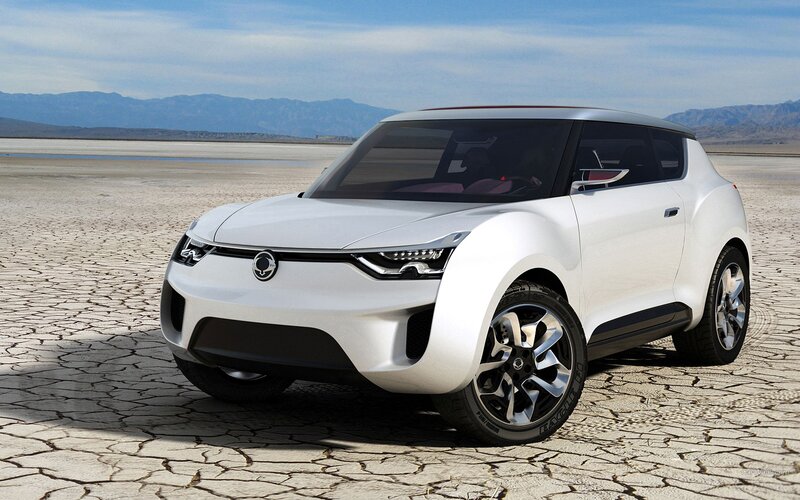 white concept car in desert