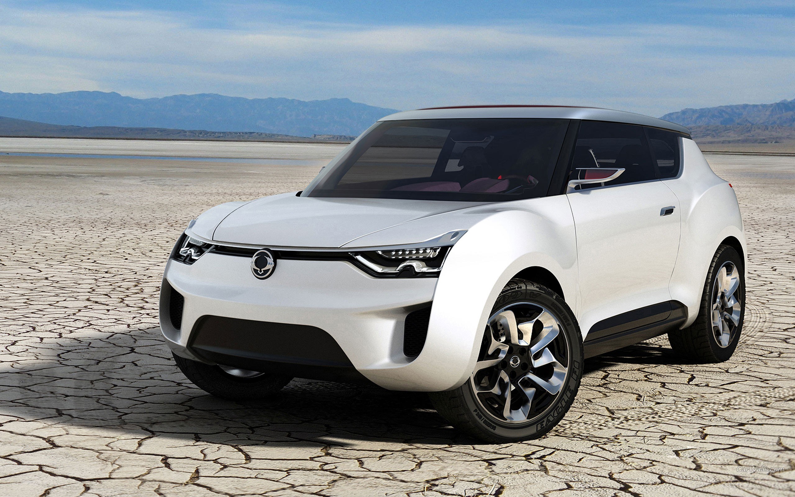 white concept car in desert