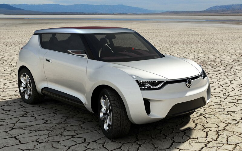 white concept car in desert