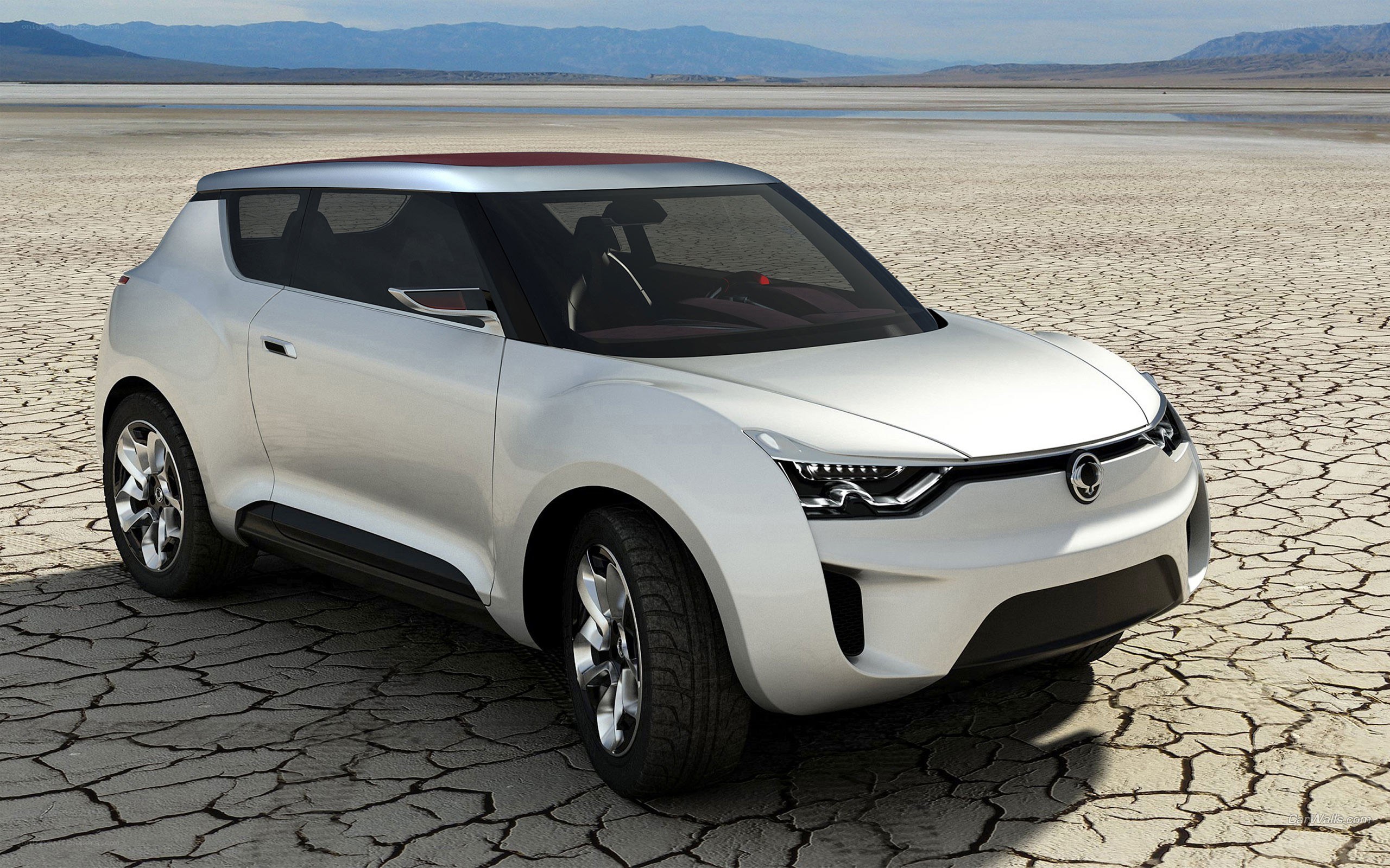 white concept car in desert