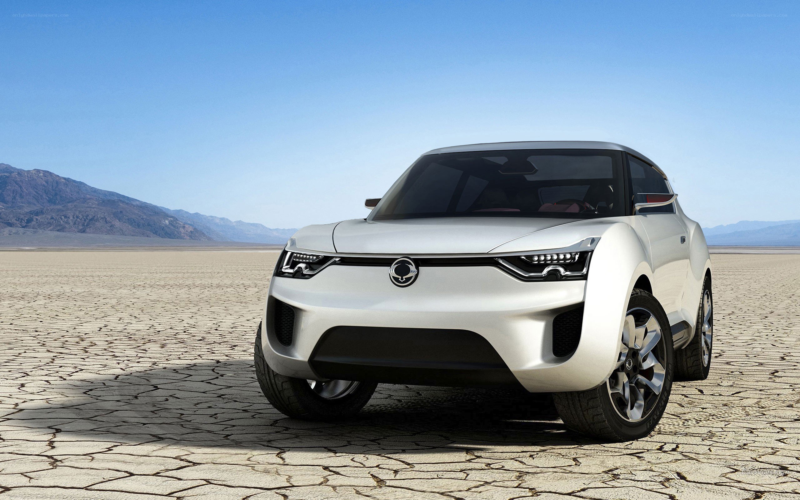 White concept car in desert