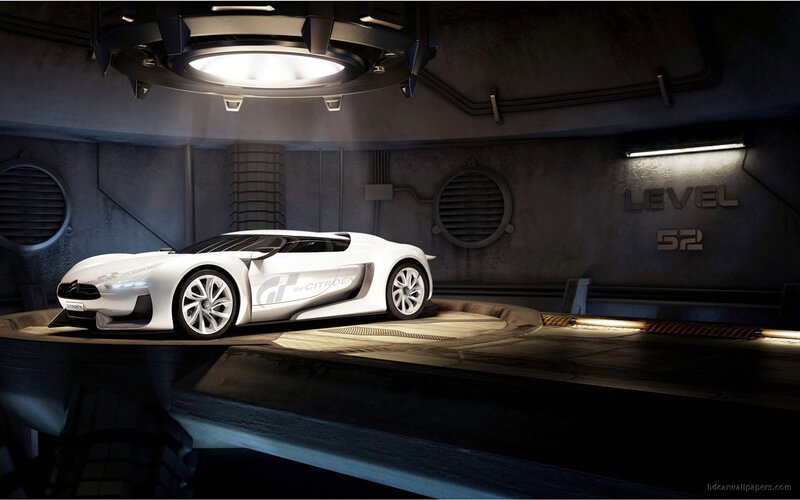 White concept car in garage