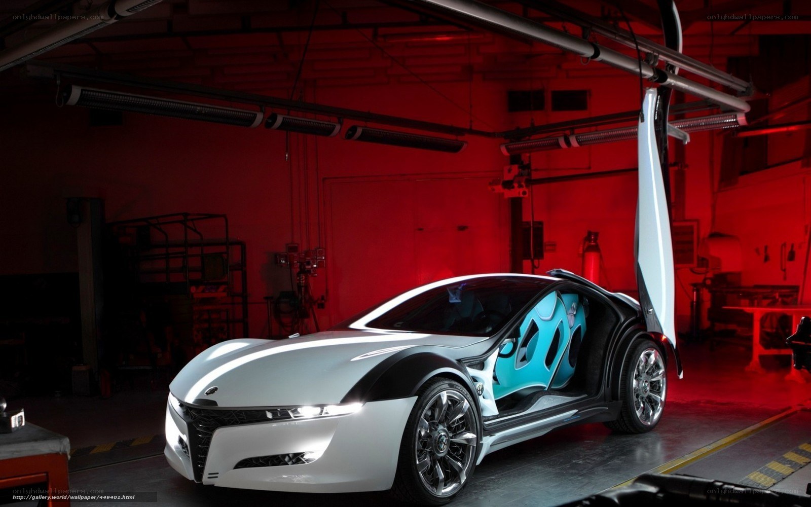 White concept car in garage