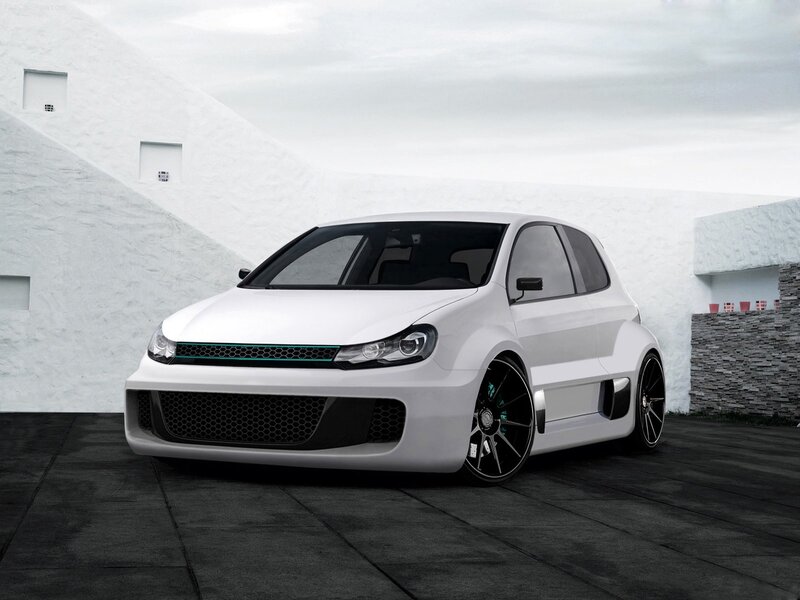White concept car in modern setting