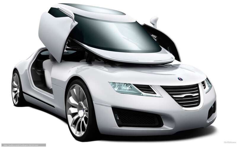White Concept Car — Modern, 3d Render, Car Door, Headlight